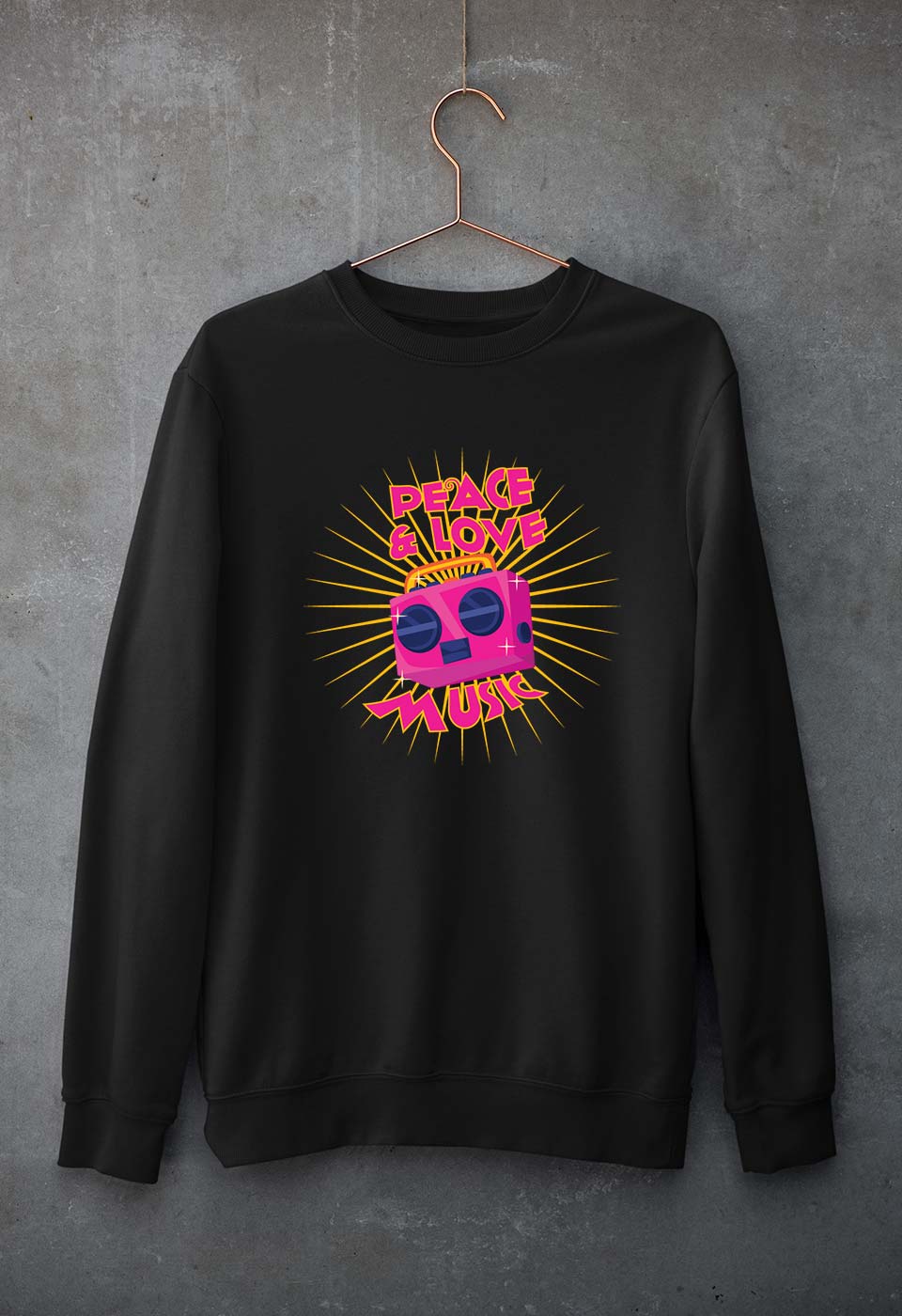 Psychedelic Music Peace Love Unisex Sweatshirt for Men/Women-Black-Ektarfa.online