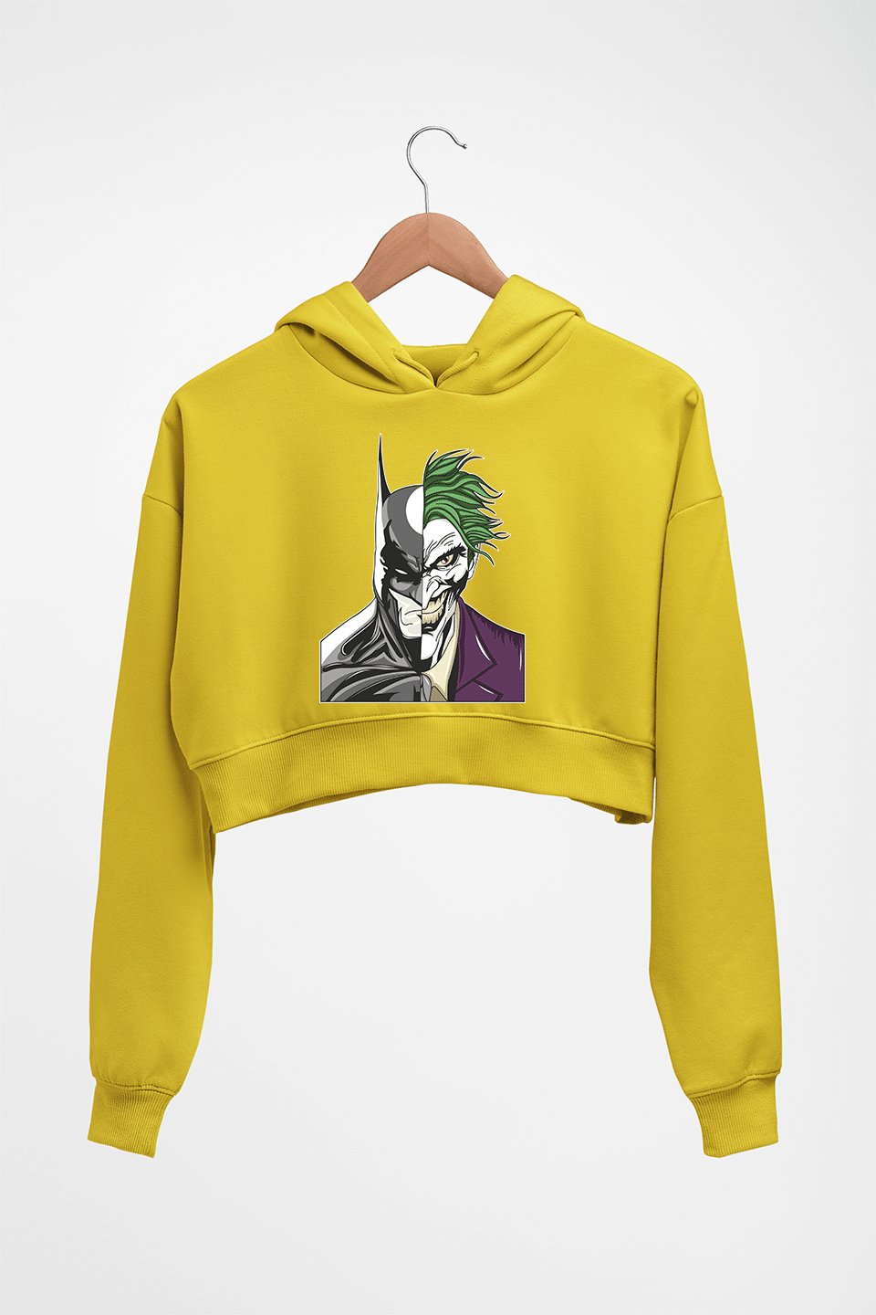 Batman Joker Crop HOODIE FOR WOMEN-Mustard Yellow-Ektarfa.online