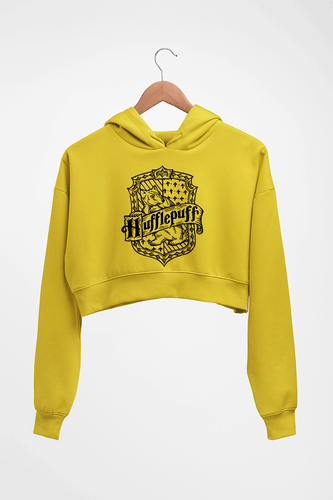 Hufflepuff Harry Potter Crop HOODIE FOR WOMEN-Mustard Yellow-Ektarfa.online