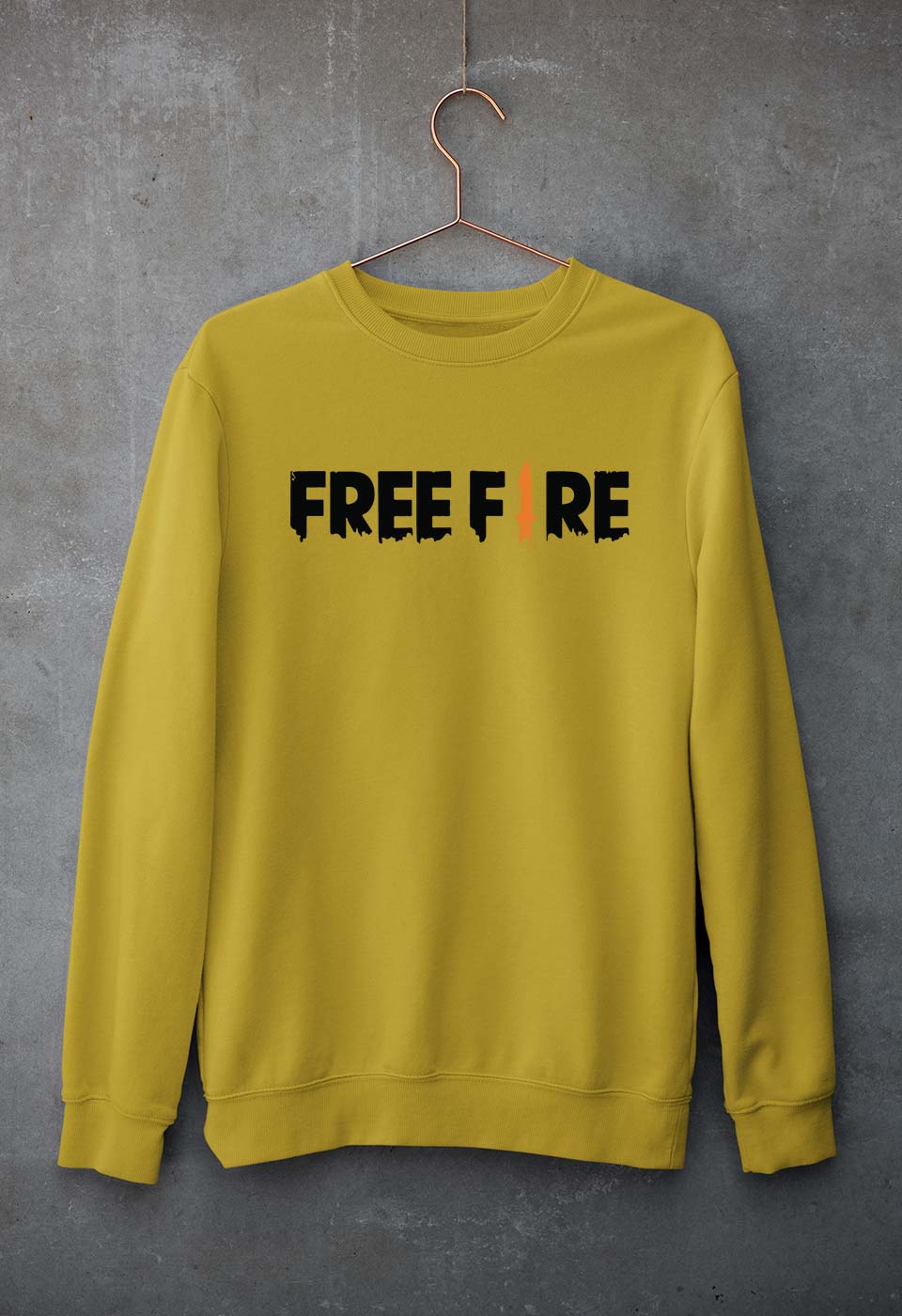 Free Fire Unisex Sweatshirt for Men/Women-S(40 Inches)-Mustard Yellow-Ektarfa.online