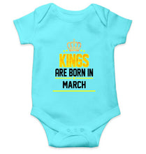 Load image into Gallery viewer, Kings Are Born In March Kids Romper For Baby Boy/Girl-Sky Blue-Ektarfa.online
