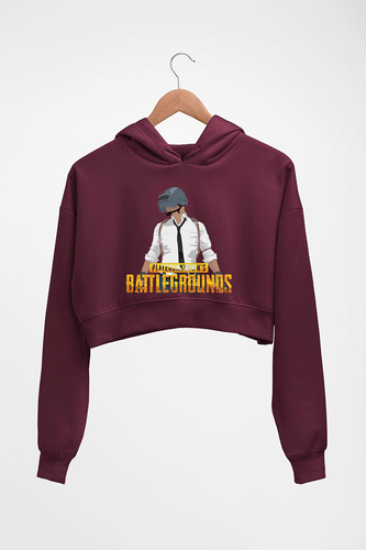 PUBG Player Unknown's Battleground Crop HOODIE FOR WOMEN-Maroon-Ektarfa.online