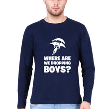 Load image into Gallery viewer, PUBG Where Are We Dropping Boys Full Sleeves T-Shirt for Men-Navy Blue-Ektarfa.online
