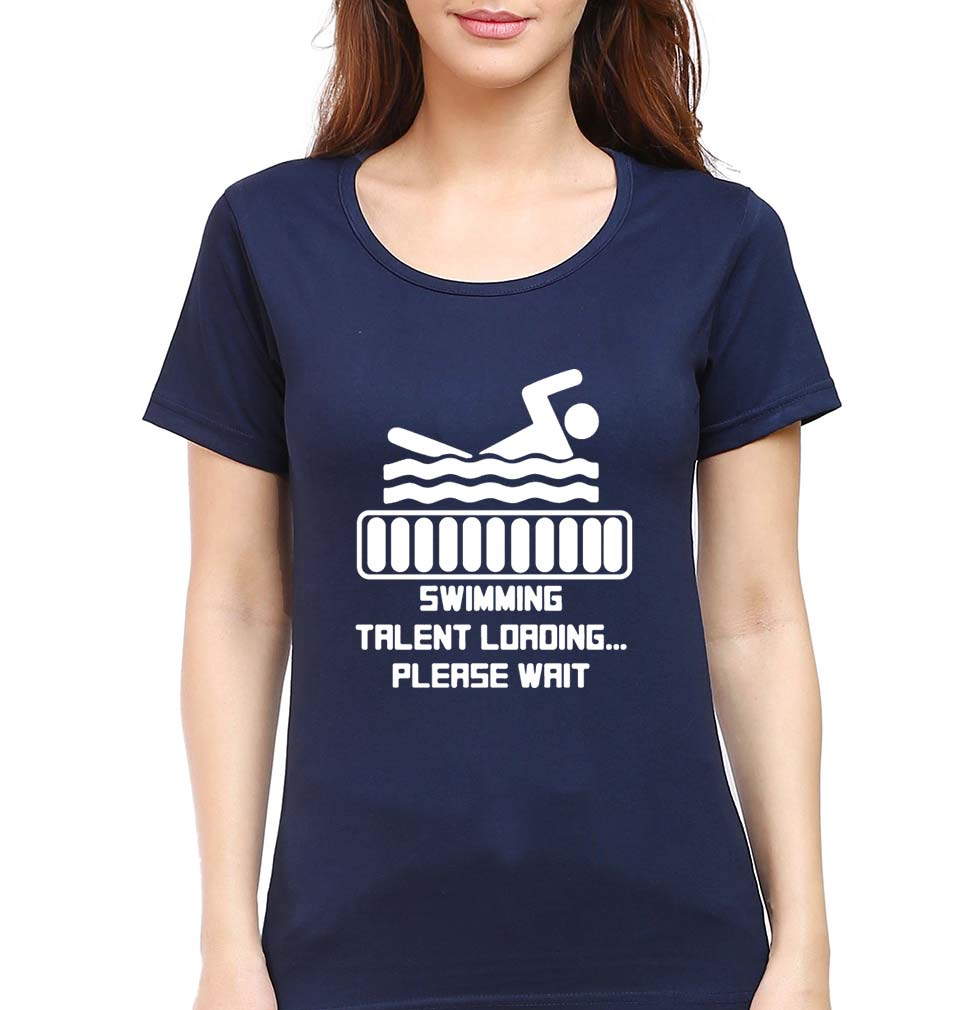 Swimming T-Shirt for Women-Navy Blue-Ektarfa.online