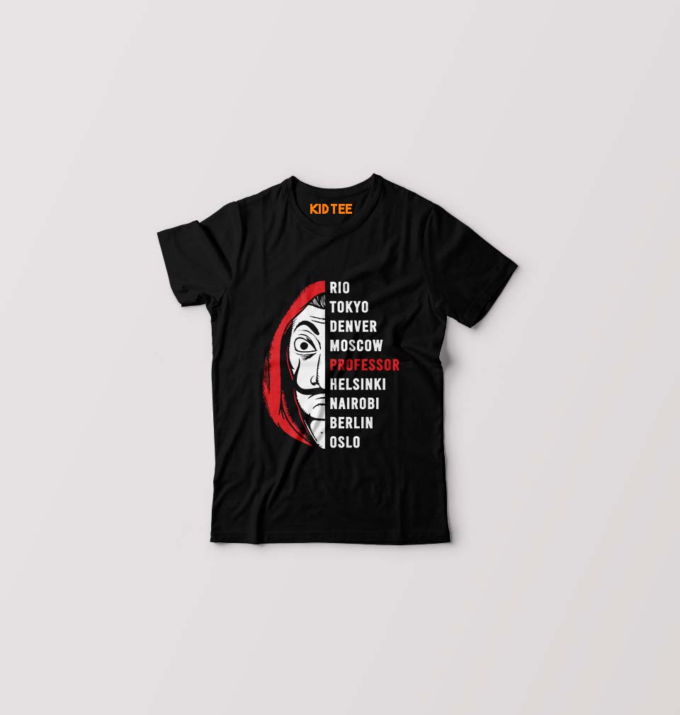Money Heist Kids T-Shirt for Boy/Girl-Black-Ektarfa.online