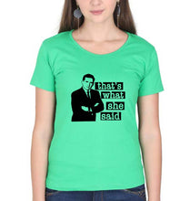 Load image into Gallery viewer, Michael Scott That&#39;s What She Said T-Shirt for Women-Flag Green-Ektarfa.online
