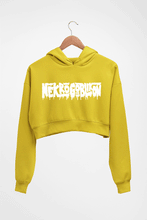 Load image into Gallery viewer, Nekrogoblikon Crop HOODIE FOR WOMEN-Mustard Yellow-Ektarfa.online
