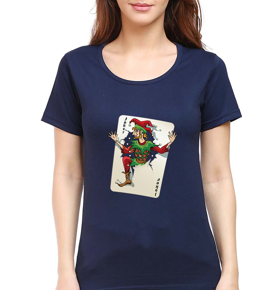 Joker T-Shirt for Women-XS(32 Inches)-Navy Blue-Ektarfa.online
