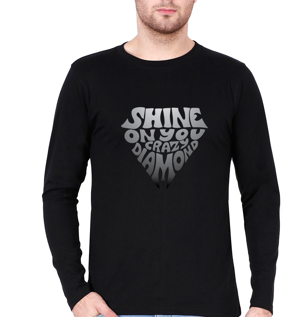 Shine on You Crazy Diamond Full Sleeves T-Shirt for Men-S(38 Inches)-Black-Ektarfa.online
