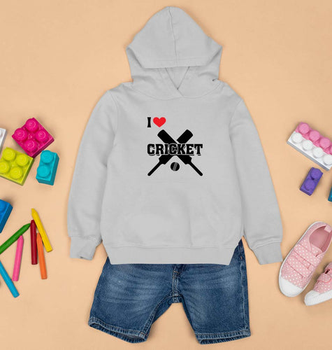 I Love Cricket Kids Hoodie for Boy/Girl-0-1 Year(22 Inches)-Grey-Ektarfa.online