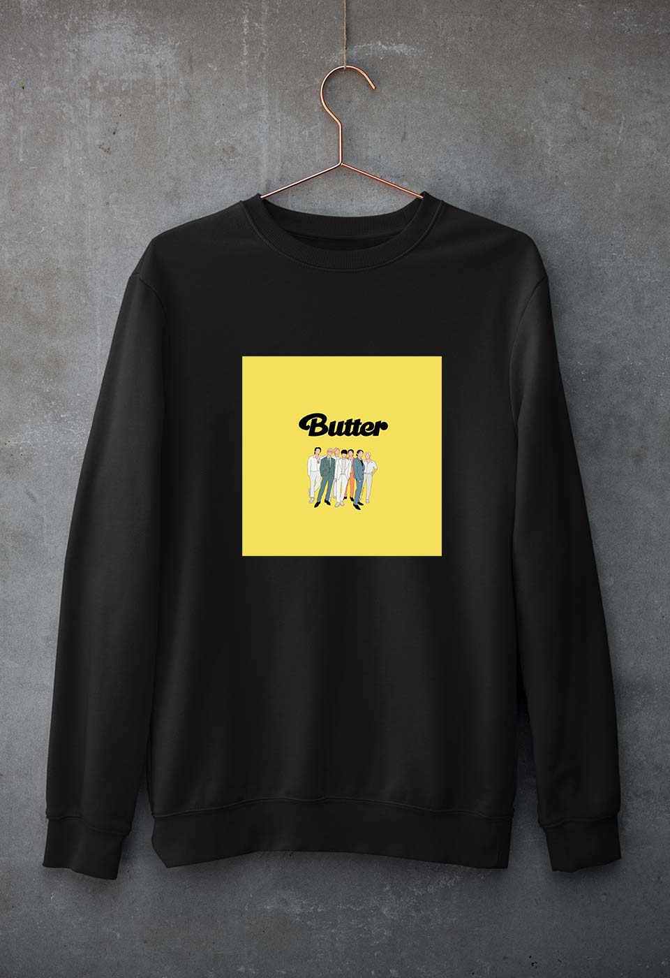BTS Butter Unisex Sweatshirt for Men/Women-S(40 Inches)-Black-Ektarfa.online