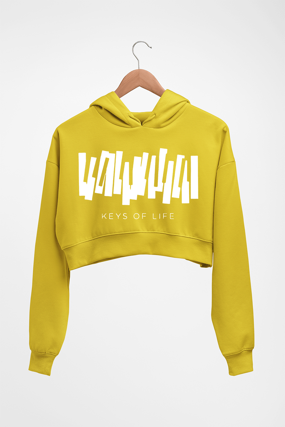 Piano Crop HOODIE FOR WOMEN-Mustard Yellow-Ektarfa.online