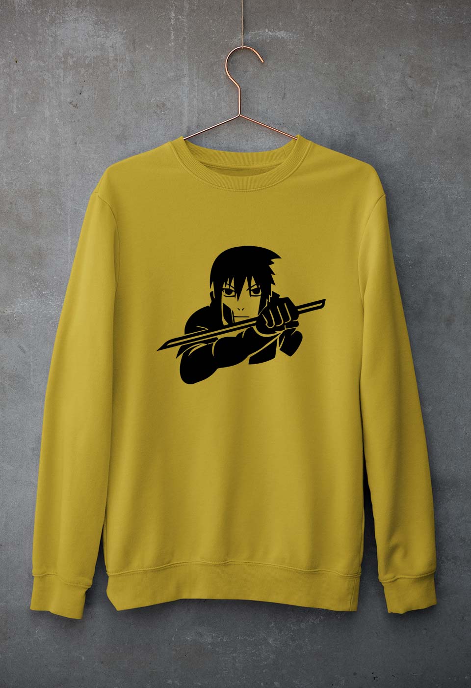 Sasuke Uchiha Unisex Sweatshirt for Men/Women-S(40 Inches)-Mustard Yellow-Ektarfa.online