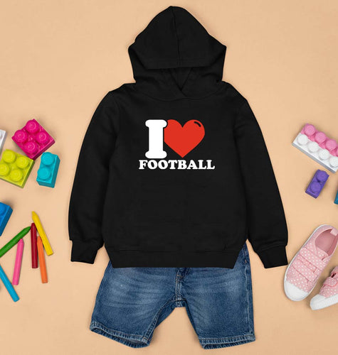 I Love Football Kids Hoodie for Boy/Girl-Black-Ektarfa.online