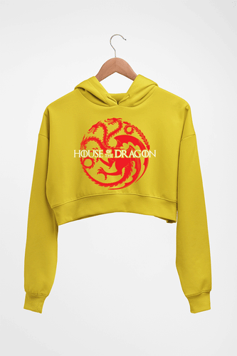 House of the Dragon Crop HOODIE FOR WOMEN-Mustard Yellow-Ektarfa.online