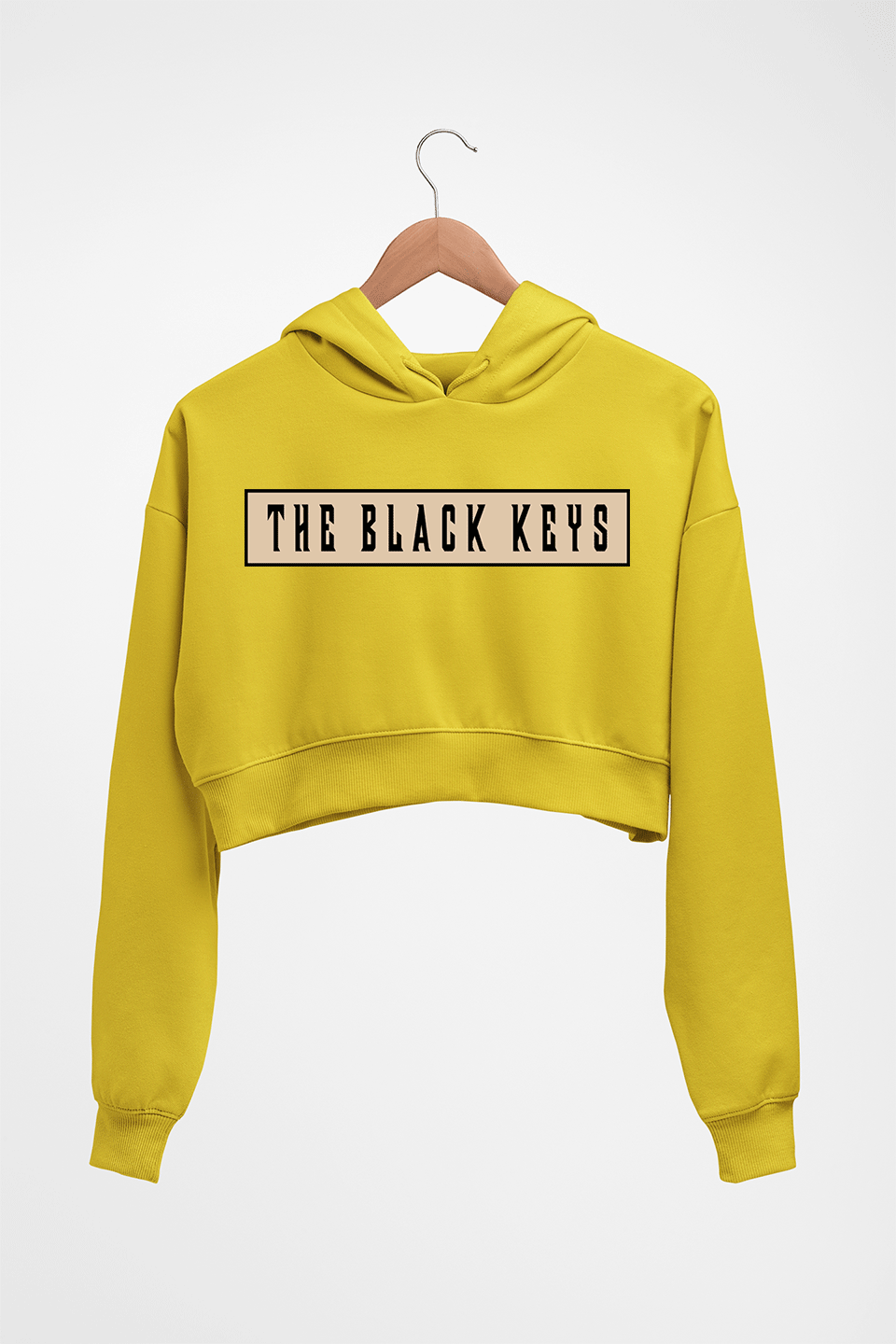 The Black Keys Crop HOODIE FOR WOMEN-Mustard Yellow-Ektarfa.online