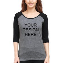 Load image into Gallery viewer, Customized-Custom-Personalized Full Sleeves Raglan T-Shirt for Women-S(34 Inches)-Black-Charcoal-ektarfa.com
