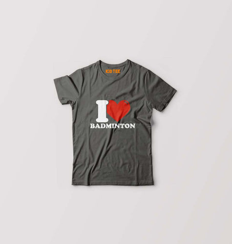 I Love Badminton Kids T-Shirt for Boy/Girl-Charcoal-Ektarfa.online