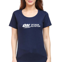 Load image into Gallery viewer, optimum nutrition (ON) T-Shirt for Women-Navy Blue-Ektarfa.online
