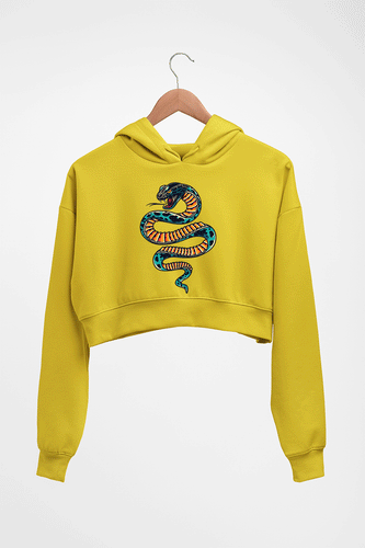Snake Crop HOODIE FOR WOMEN-Mustard Yellow-Ektarfa.online