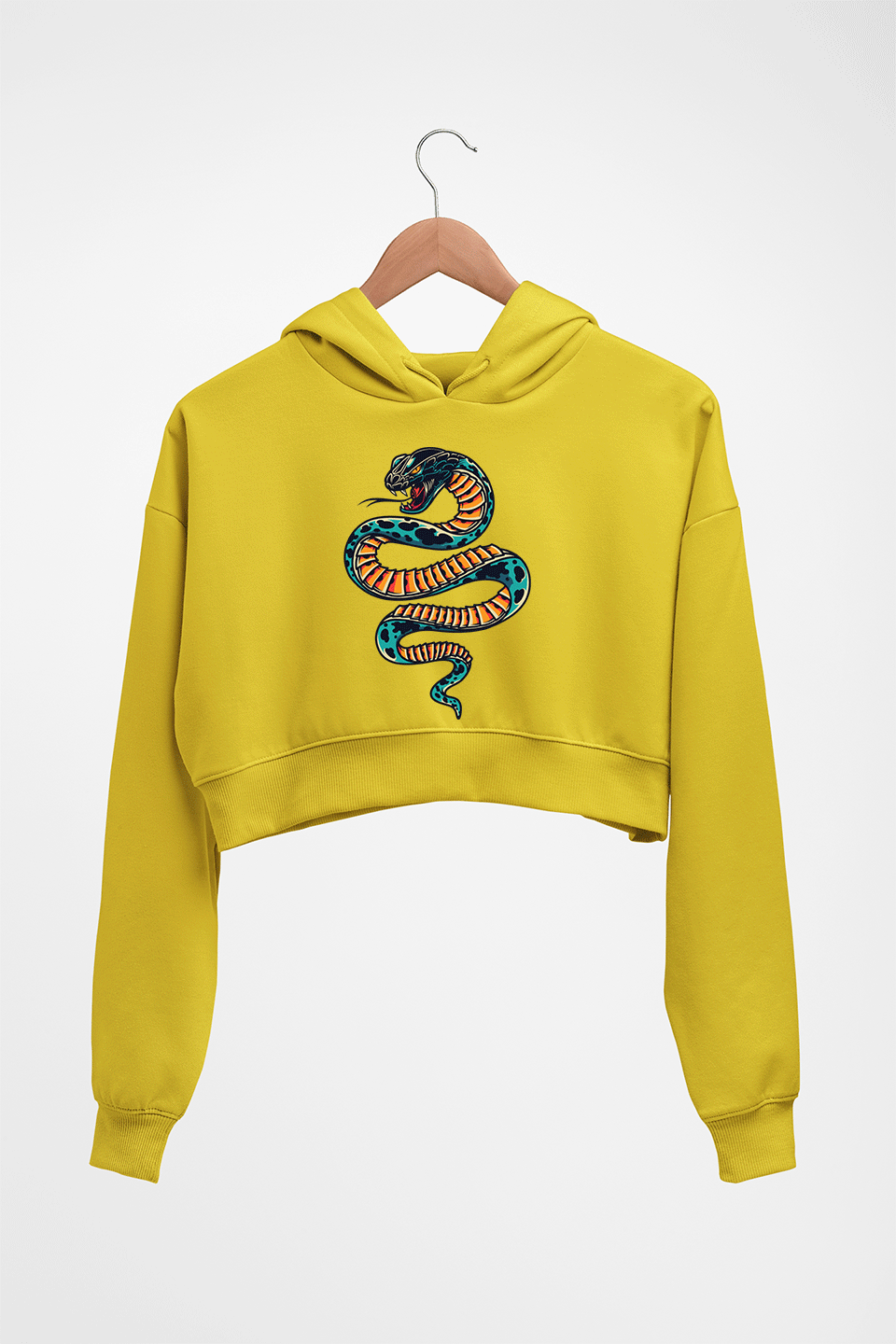 Snake Crop HOODIE FOR WOMEN-Mustard Yellow-Ektarfa.online