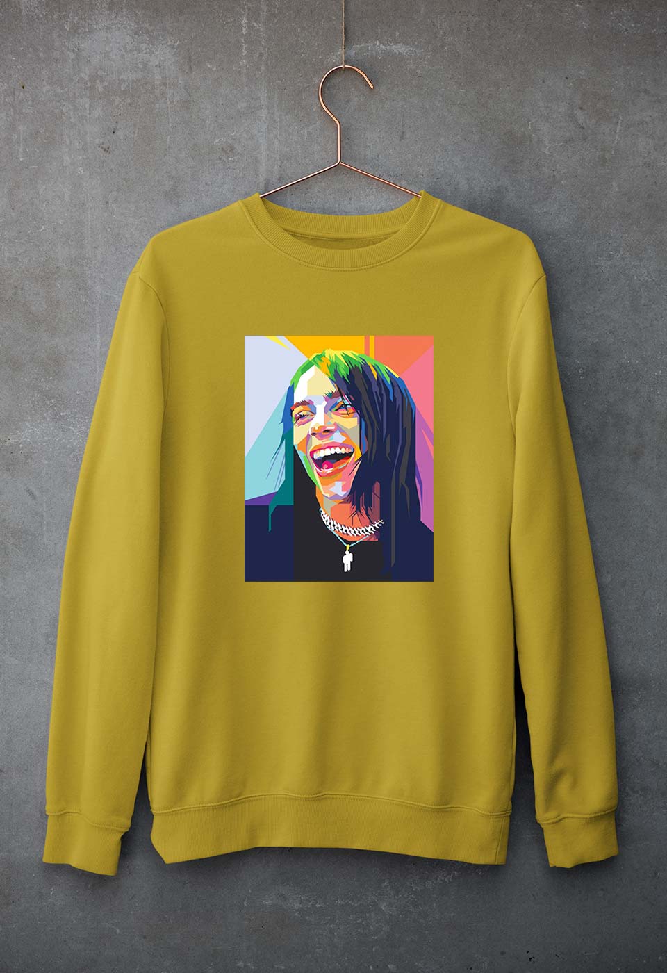 Billie Eilish Unisex Sweatshirt for Men/Women-S(40 Inches)-Mustard Yellow-Ektarfa.online