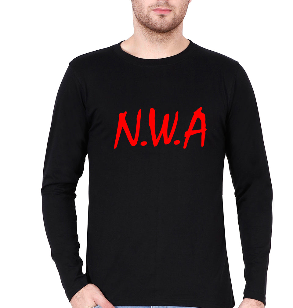 NWA Full Sleeves T-Shirt for Men-S(38 Inches)-Black-Ektarfa.online