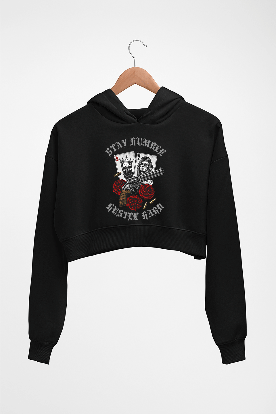 Guns N' Roses Crop HOODIE FOR WOMEN-Black-Ektarfa.online