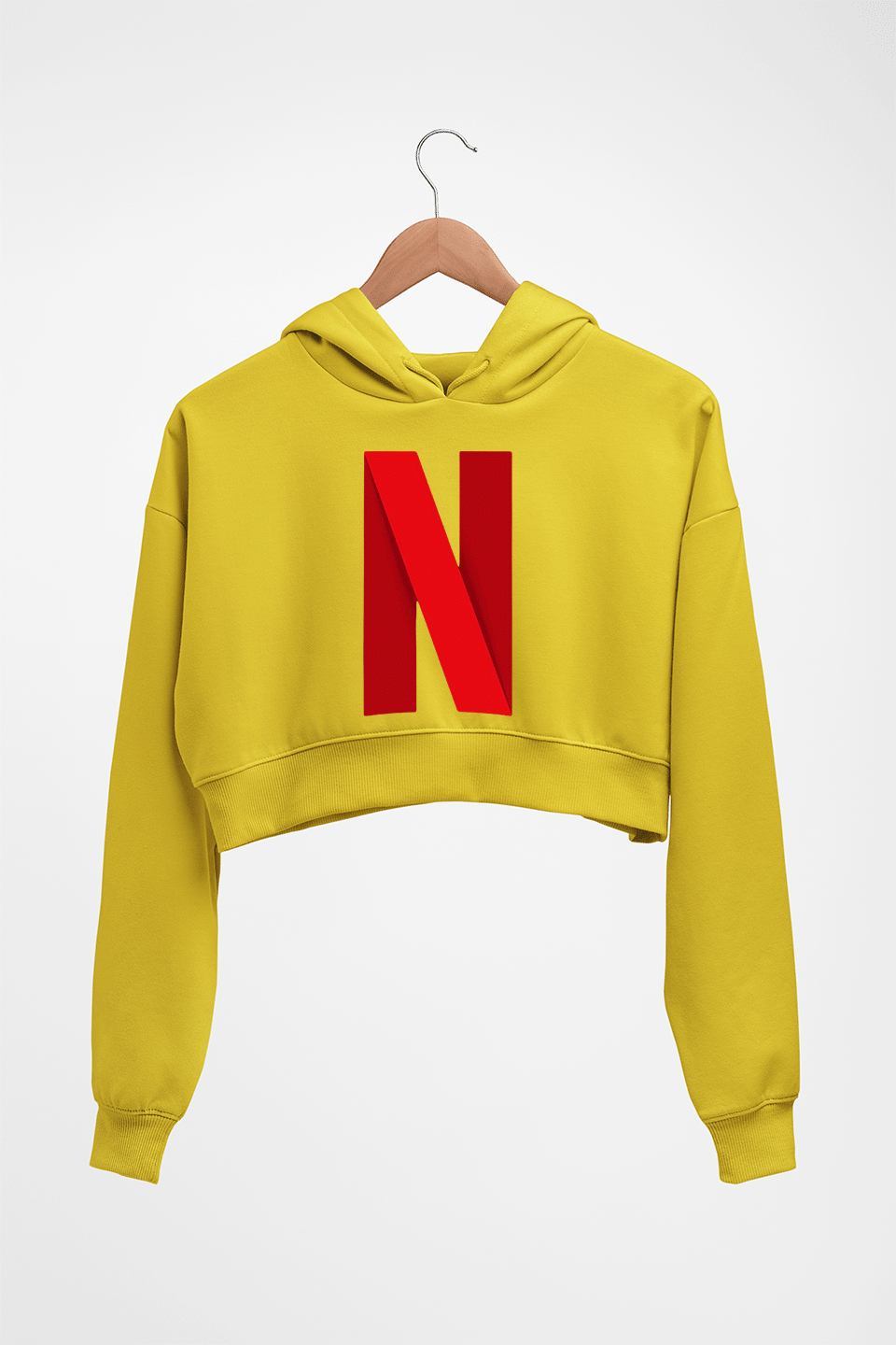 Netflix Crop HOODIE FOR WOMEN-Mustard yellow-Ektarfa.online