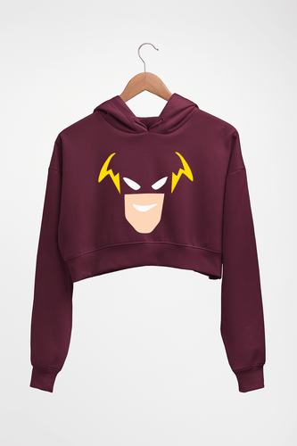 Flash Superhero Crop HOODIE FOR WOMEN-Maroon-Ektarfa.online