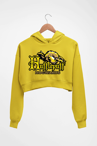 Hufflepuff Harry Potter Crop HOODIE FOR WOMEN-Mustard Yellow-Ektarfa.online