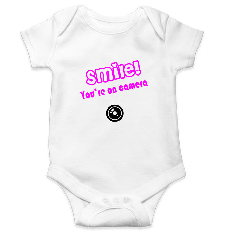 Smile U'R On Camera Kids Romper For Baby Boy/Girl-0-5 Months(18 Inches)-White-Ektarfa.online