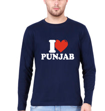 Load image into Gallery viewer, I Love Punjab T Full Sleeves T-Shirt for Men-Navy Blue-Ektarfa.online
