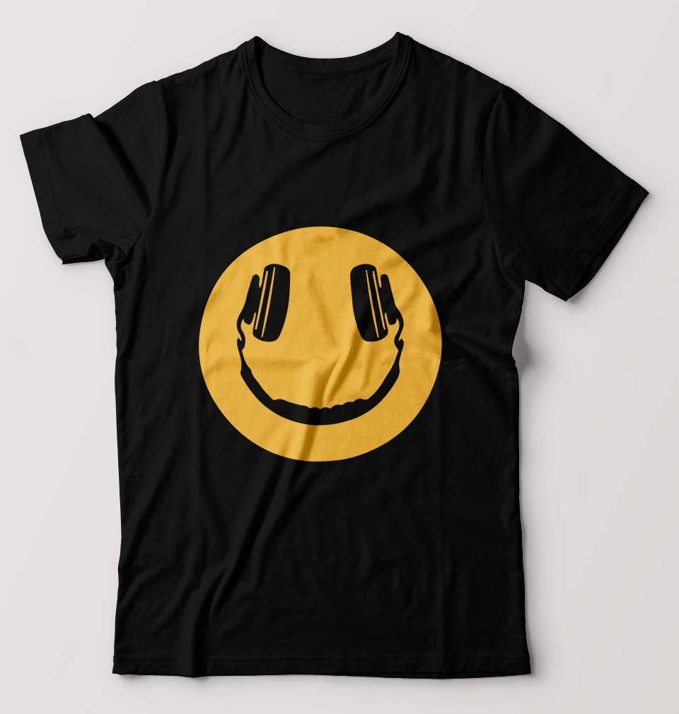 Emoji Headphone Music T-Shirt for Men-Black-Ektarfa.online
