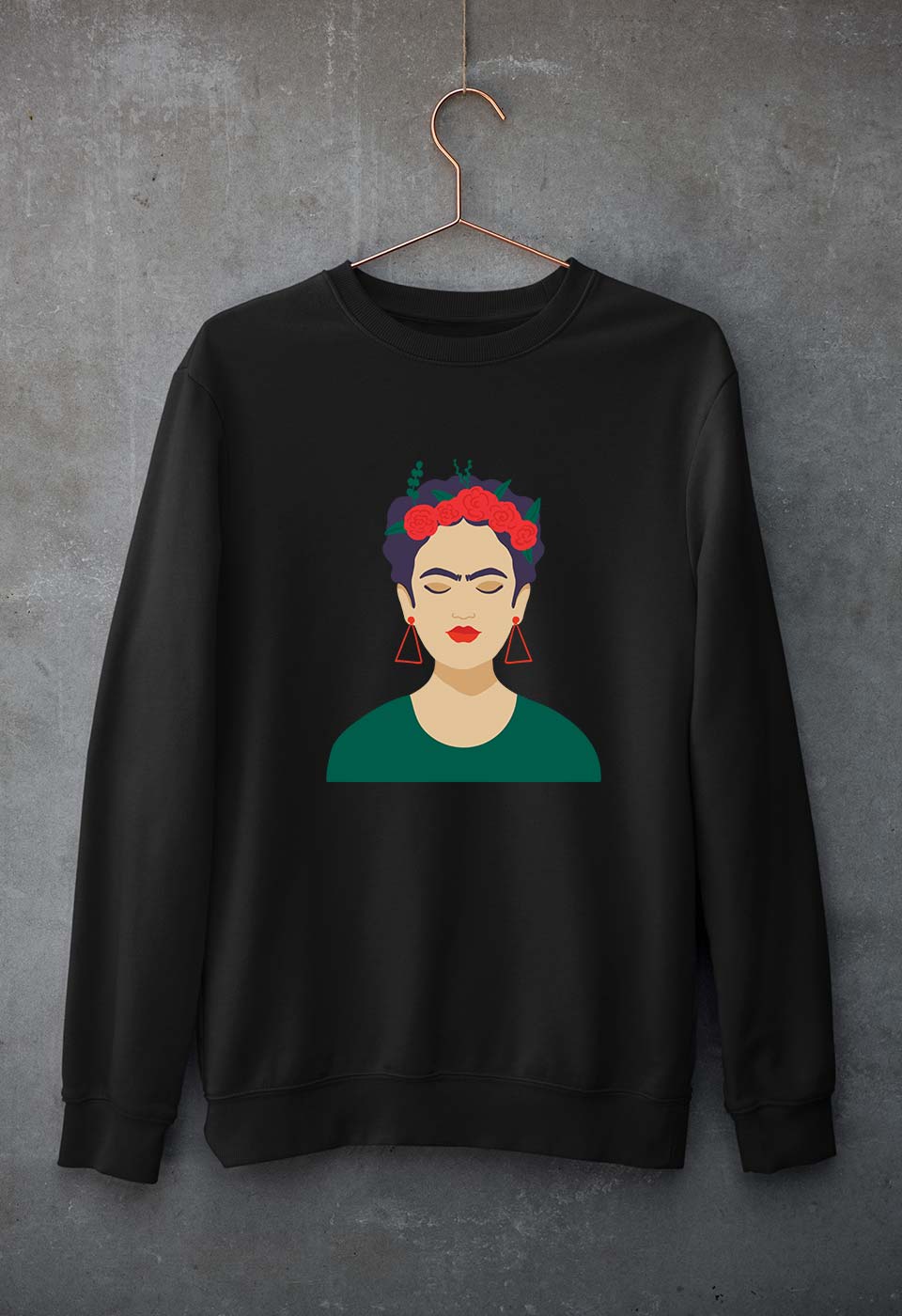 Frida Kahlo Unisex Sweatshirt for Men/Women-S(40 Inches)-Black-Ektarfa.online