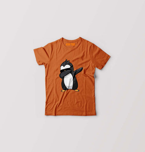 Dab Penguin Kids T-Shirt for Boy/Girl-Orange-Ektarfa.online