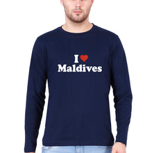 Load image into Gallery viewer, I Love Maldives T Full Sleeves T-Shirt for Men-Navy Blue-Ektarfa.online
