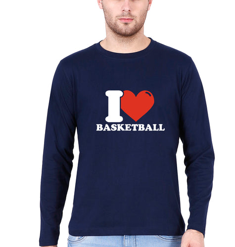 I Love Basketball T Full Sleeves T-Shirt for Men-Navy Blue-Ektarfa.online