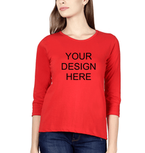 Load image into Gallery viewer, Customized-Custom-Personalized Full Sleeves T-Shirt for Women-S(34 Inches)-Red-ektarfa.com
