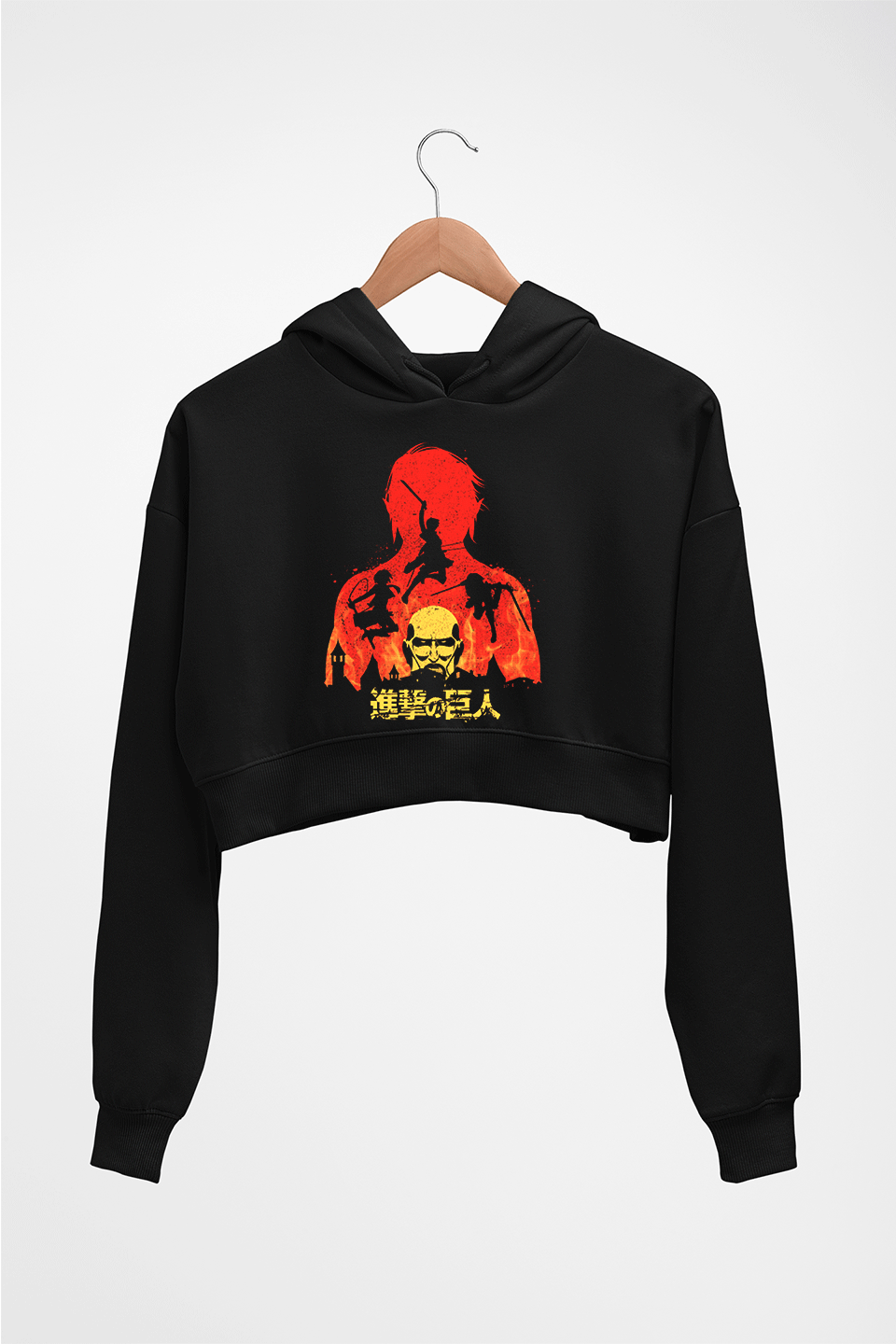 Attack on Titan Crop HOODIE FOR WOMEN-Black-Ektarfa.online