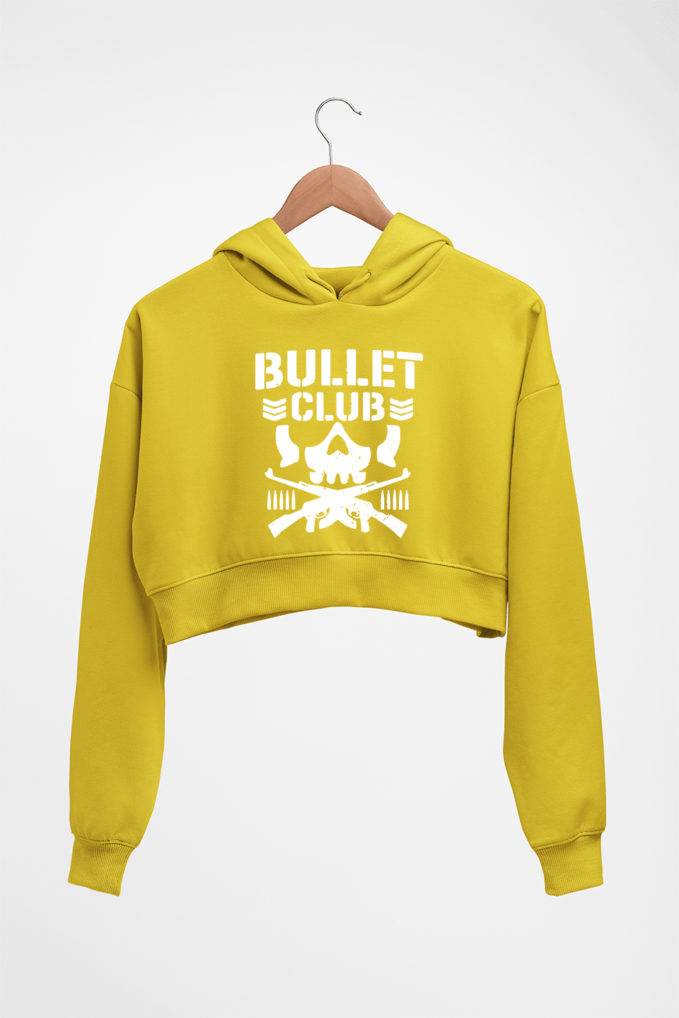 Bullet Club Crop HOODIE FOR WOMEN-Mustard Yellow-Ektarfa.online