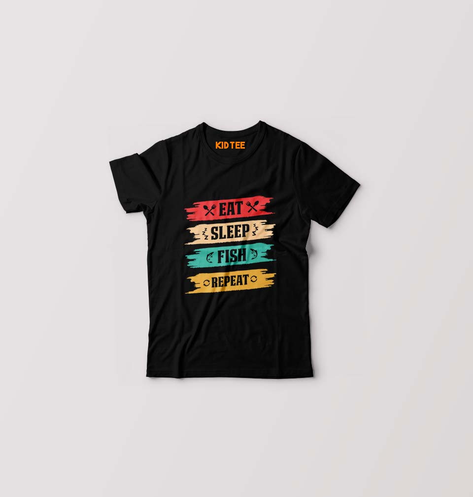 Fishing Kids T-Shirt for Boy/Girl-Black-Ektarfa.online
