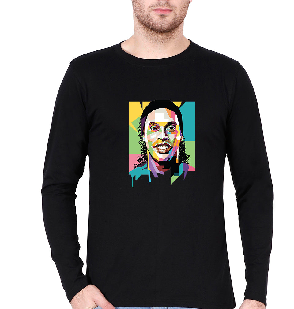 Ronaldinho Full Sleeves T-Shirt for Men-S(38 Inches)-Black-Ektarfa.online