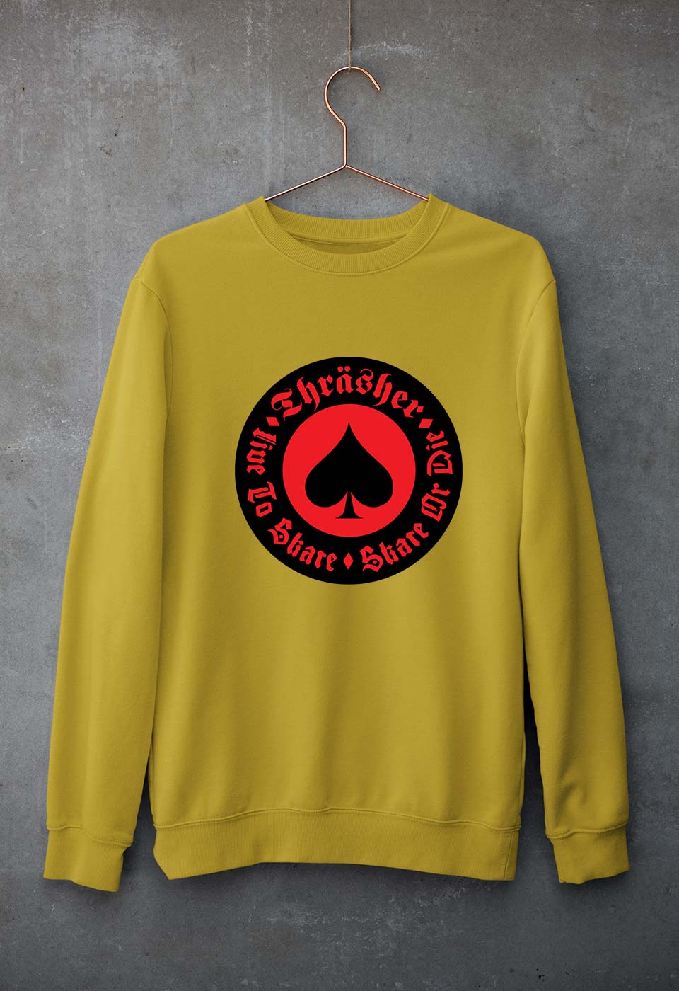Thrasher Unisex Sweatshirt for Men/Women-S(40 Inches)-Mustard Yellow-Ektarfa.online