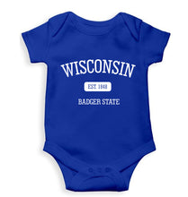 Load image into Gallery viewer, Varsity Wisconsin Kids Romper For Baby Boy/Girl-Royal Blue-Ektarfa.online
