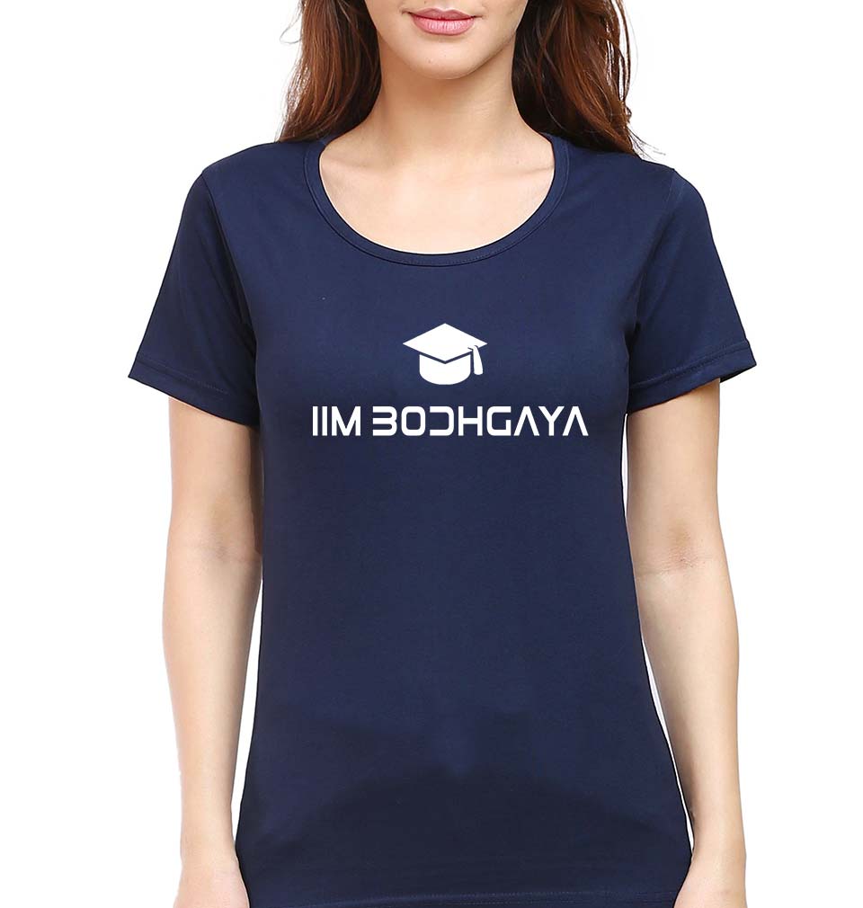 IIM BodhGaya T-Shirt for Women-XS(32 Inches)-Navy Blue-Ektarfa.online