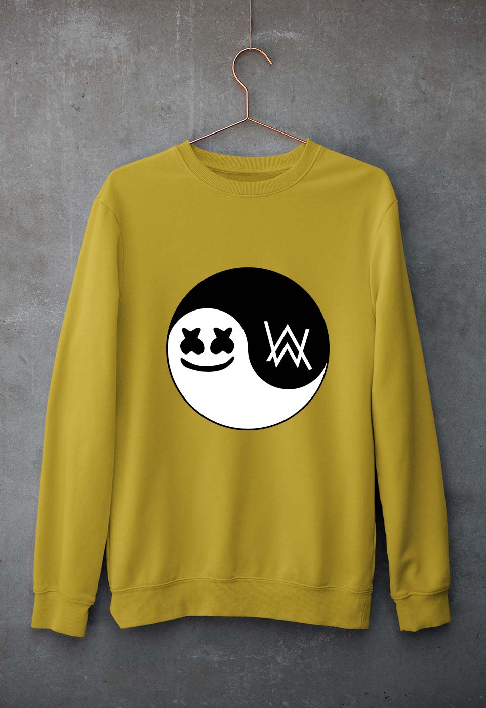 alan walker marshmello Unisex Sweatshirt for Men/Women-Mustard Yellow-Ektarfa.online