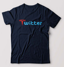 Load image into Gallery viewer, Elon Musk Twitter x Tesla T-Shirt for Men-Navy Blue-Ektarfa.online
