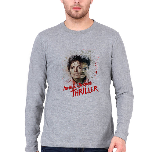 Thriller Full Sleeves T-Shirt for Men-Grey Melange-Ektarfa.online