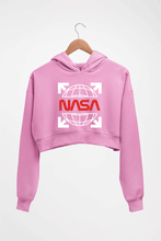 Load image into Gallery viewer, Nasa White Off Crop HOODIE FOR WOMEN-Light Baby Pink-Ektarfa.online
